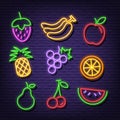 Fruit neon icons