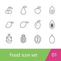 Fruit outline icon set design, vector illustration Royalty Free Stock Photo