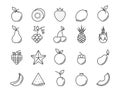 Fruit outline icon set Royalty Free Stock Photo