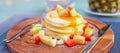 Fruit pancake with honey