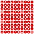 100 fruit party icons set red