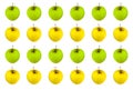 Fruit pattern apples number of bright juicy green yellow background white