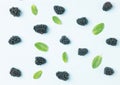 Fruit pattern. Blackberries with mint leaves Royalty Free Stock Photo