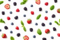 Fruit pattern of colorful berries and mint leaves