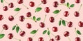 Fruit pattern of fresh ripe red cherries Royalty Free Stock Photo