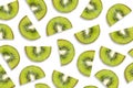 Fruit pattern of kiwi slices isolated on white background Royalty Free Stock Photo