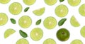 Fruit pattern of lime slices isolated on white background Royalty Free Stock Photo