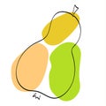 Fruit pear, line art, isolated on a white background. Abstract vector illustration.