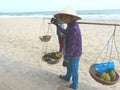 The fruit peddler on the beach in Phan Thiet