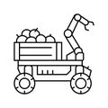 fruit picker robot harvests line icon vector illustration
