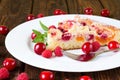 Fruit pie with cherries and raspberries Royalty Free Stock Photo