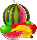 Fruit-piece with melon apple and banana