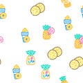fruit pineapple slice cut food vector seamless pattern Royalty Free Stock Photo