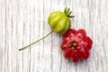 Fruit pitanga Eugenia uniflora in wooden background