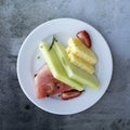 Fruit Plate with Pineapple and Watermelon Royalty Free Stock Photo