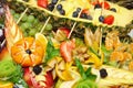 Fruit Plate. Platter of assorted fresh fruit and cheese.