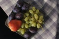 Fruit plate - plums, pears,  grapes - autumn harvest Royalty Free Stock Photo