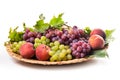 Fruit platter. Grapes, figs, pears and peaches