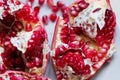 Fruit pomegranate pieces on a plate