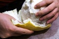 Fruit Pomela in the hands of Royalty Free Stock Photo