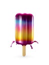 Fruit popsicle. Popsicle ice cream. Melting ice cream drops. Isolated on a white. AI generated Royalty Free Stock Photo