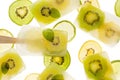 Fruit popsicles, homemade fruit ice lolly of various fruits; kiwi fruit and lime with the addition of fresh mint and citrus lemona Royalty Free Stock Photo