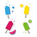 Fruit popsicles ice cream set isolated with fruits Royalty Free Stock Photo