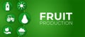 Fruit Production Illustration Design with Apple, Pear, Wheather, Pesticide and Tractor Icons