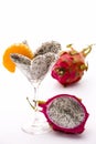 Fruit pulp of the dragon fruit in a glass Royalty Free Stock Photo