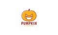 Fruit pumpkin with face smile cute halloween logo symbol icon vector graphic design Royalty Free Stock Photo