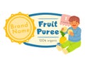 Fruit puree promotion flat vector illustration