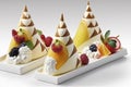 fruit pyramids in cream decoration tyrolean pie Royalty Free Stock Photo