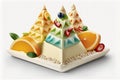 fruit pyramids in cream decoration tyrolean pie Royalty Free Stock Photo