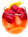 Fruit red punch cocktail drink with raspberry Royalty Free Stock Photo