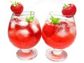 Fruit red punch cocktail drinks with strawberry Royalty Free Stock Photo