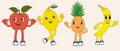 Fruit retro funky cartoon characters Royalty Free Stock Photo