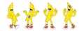 Fruit retro funky cartoon characters. Comic mascot of banana with happy smile face, hands and feet. Royalty Free Stock Photo