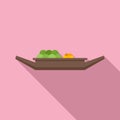 Fruit river boat icon flat vector. Thai market