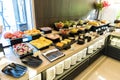 Fruit and Salad bar in a hotel buffet line.