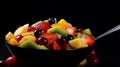 fruit salad in a bowl on a black background.Generative AI Royalty Free Stock Photo