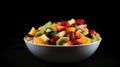 fruit salad in a bowl on a black background.Generative AI Royalty Free Stock Photo