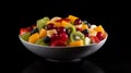 fruit salad in a bowl on a black background.Generative AI Royalty Free Stock Photo