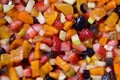 Fruit salad in bright and colored. Fresh Fruit Salad background Royalty Free Stock Photo