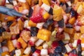 Fruit salad in bright and colored. Fresh Fruit Salad background Royalty Free Stock Photo