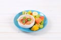 Fruit salad with cinnamon yogurt Royalty Free Stock Photo