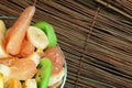 Fruit salad with citrus in a glass bowl Royalty Free Stock Photo
