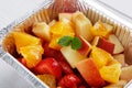 Fruit salad closeup, vegan food. Royalty Free Stock Photo