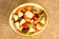 Fruit salad in colorful bowls Royalty Free Stock Photo