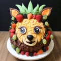 Fruit Salad Face Cake: Unreal Engine 5 Inspired Cake With Bunny And Lion Head