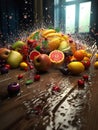 fruit salad falling to the floor was a moment of unexpected and sudden chaos. Generative Ai